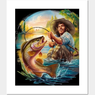 Cool Fishing For Men Women Fisherman Bass Trout Fish Hunting Posters and Art